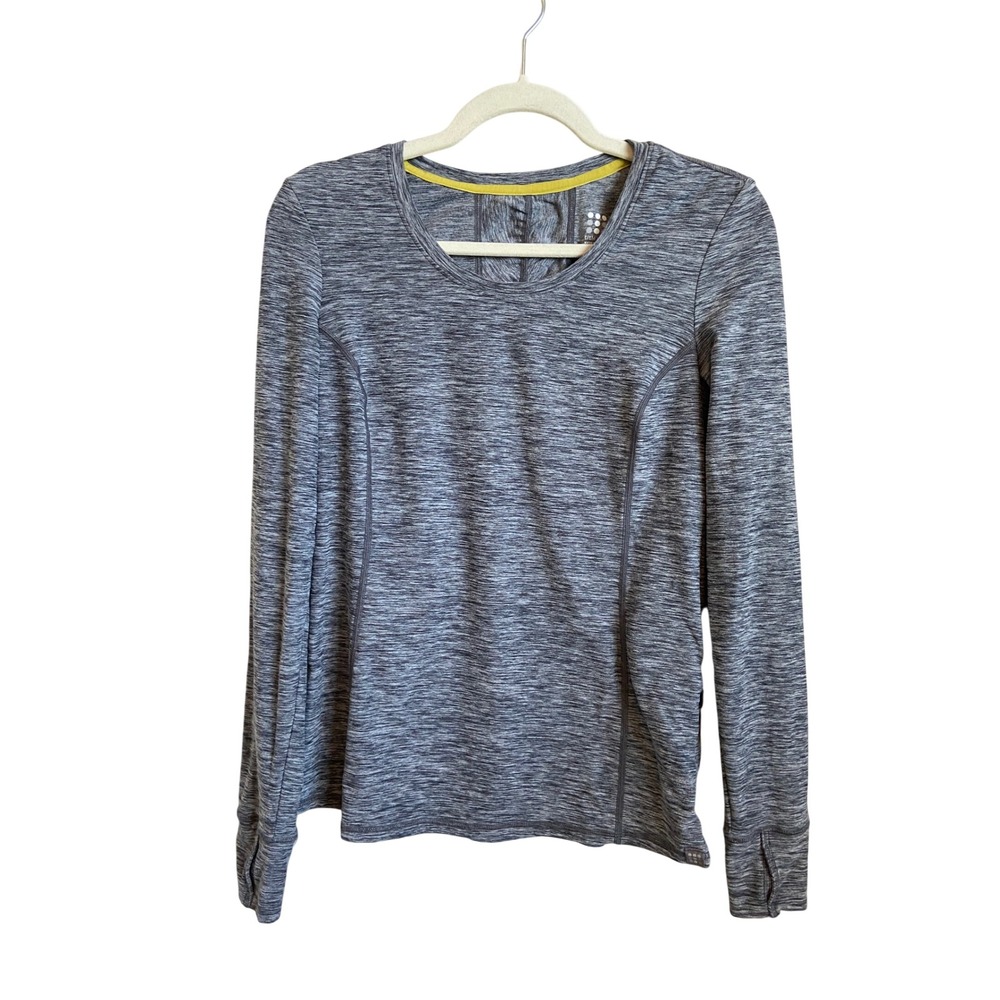 Title Nine Womens Grey Space Dye Long Sleeve Athletic Top Thumbholes Size S